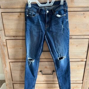 Old Navy Rockstar Super Skinny Ripped Distressed Blue Jeans